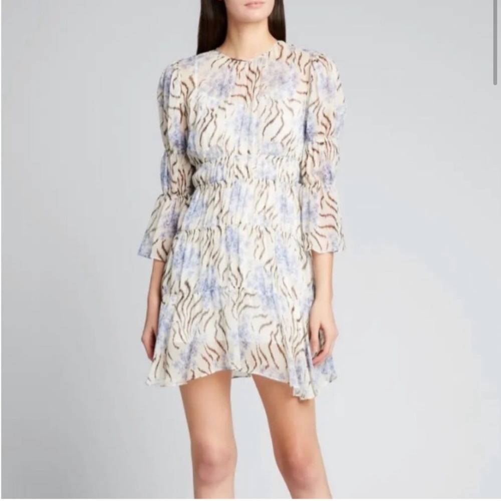 NWT June Floral Puff Sleeve Cinq á Sept Dress Silk Size 12